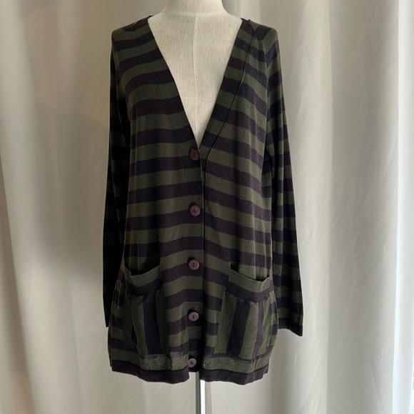 Vintage Kova & T striped cardigan size Small wool/cashmere - Picture 1 of 9